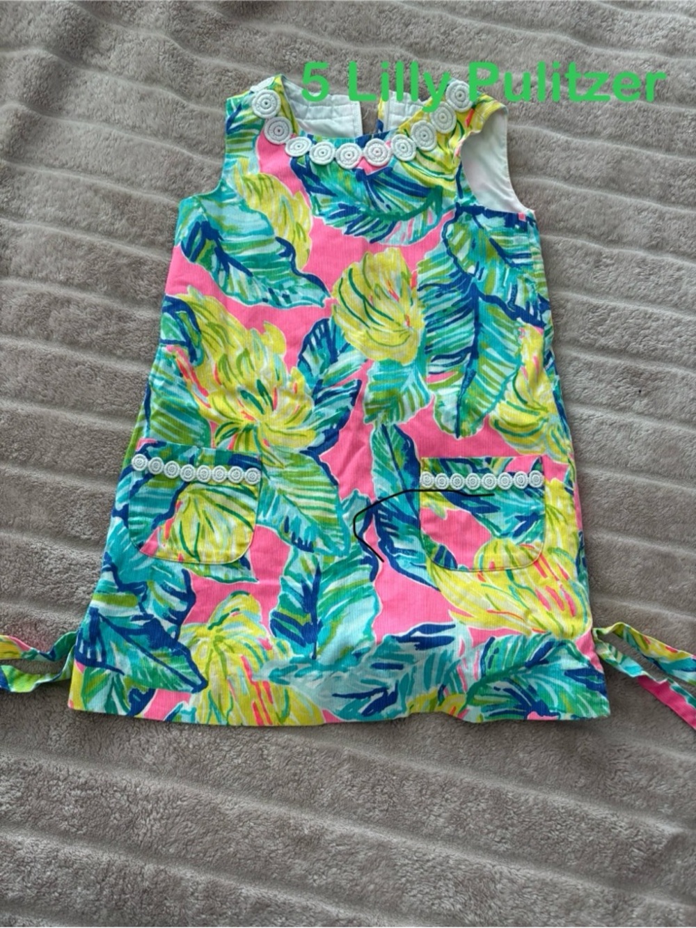 Lilly Pulitzer Girls Tropical Pocket Shift Dress - Pink, Green, Blue